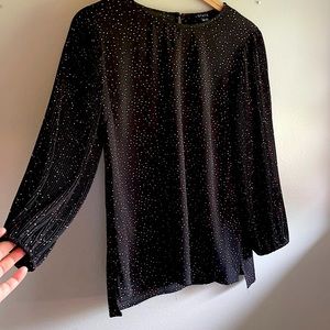 1. state black dotted long sleeve blouse